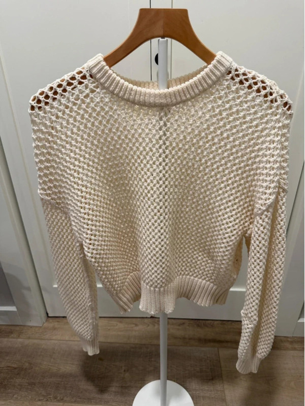 FRAME Open Knit Crochet Sweater